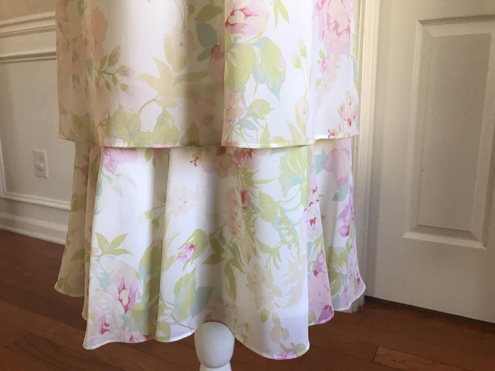 Metaphor Floral Dress Top Blouse Size 10 Tier Relax Long Sleeves Collarless 2PC