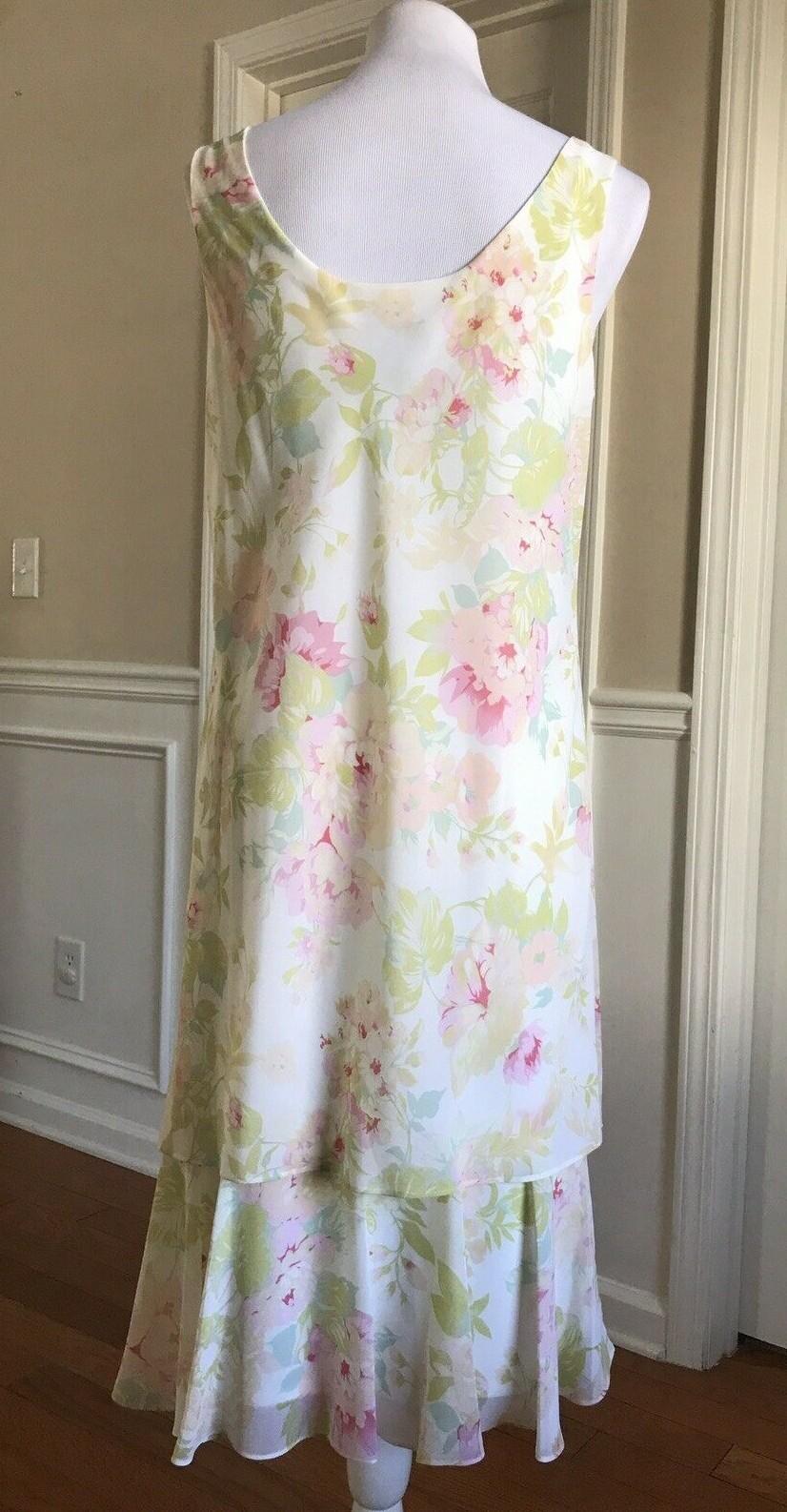 Metaphor Floral Dress Top Blouse Size 10 Tier Relax Long Sleeves Collarless 2PC