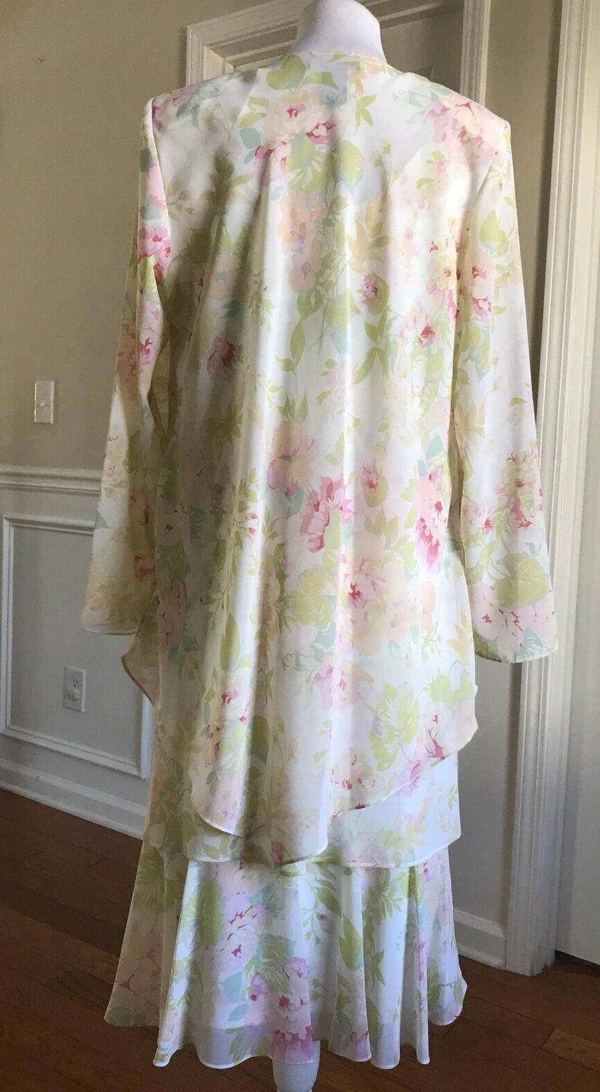 Metaphor Floral Dress Top Blouse Size 10 Tier Relax Long Sleeves Collarless 2PC