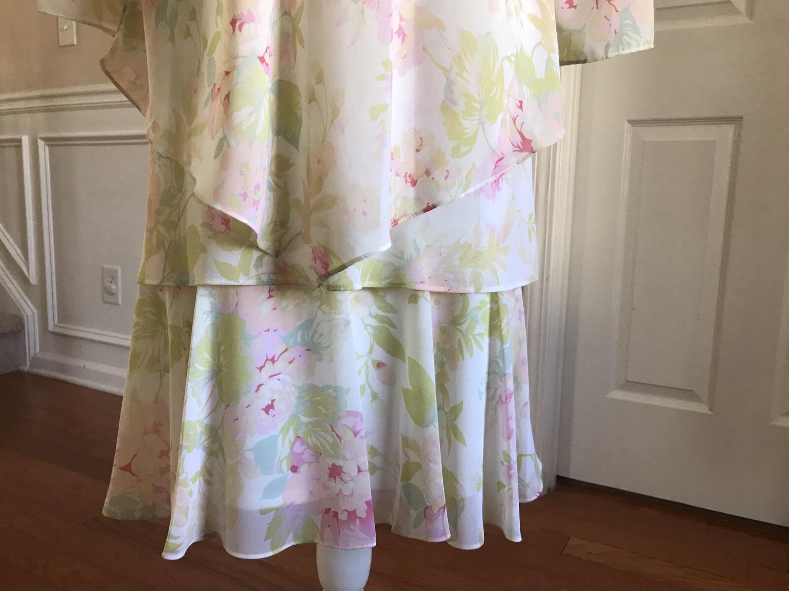 Metaphor Floral Dress Top Blouse Size 10 Tier Relax Long Sleeves Collarless 2PC