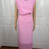 Nina Rossi Polyester Skirt Suit Top Size 22 Pink Ruffle Beaded Lined Women 3PC