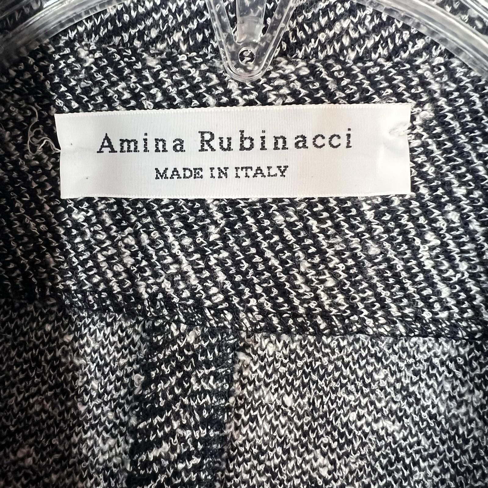 Amina Rubinacci Wool Blend White Blue Blazer Size 44 Stretch Made In Italy