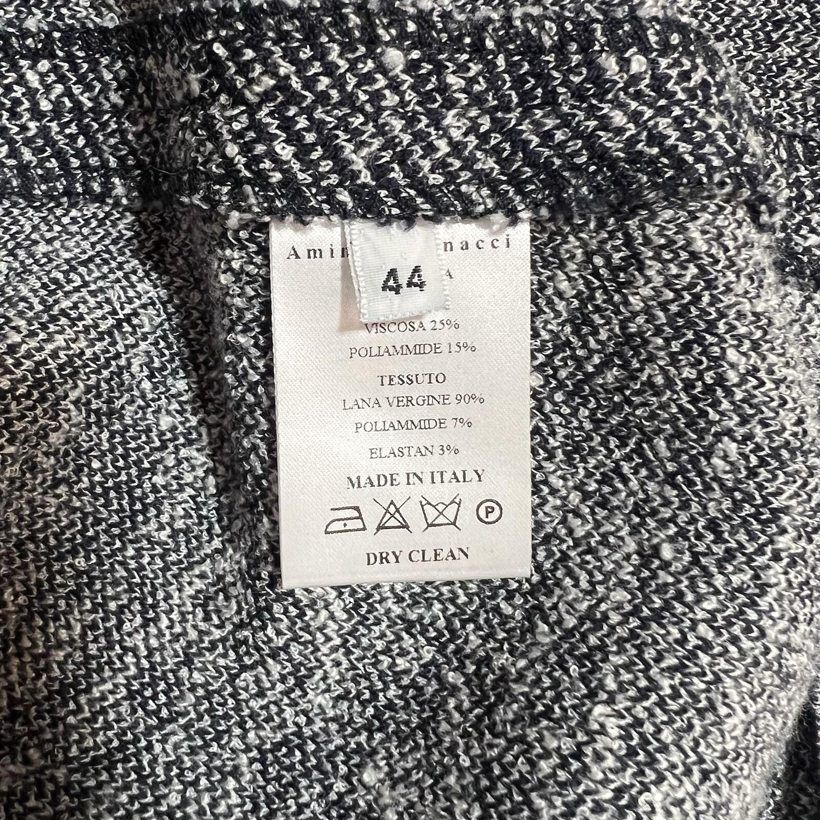 Amina Rubinacci Wool Blend White Blue Blazer Size 44 Stretch Made In Italy