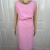 Nina Rossi Polyester Skirt Suit Top Size 22 Pink Ruffle Beaded Lined Women 3PC