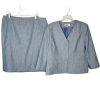 Le Suit Polyester Skirt Suit 18 Blue White Collarless 3/4 Sleeve Pockets 2pc