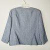Le Suit Polyester Skirt Suit 18 Blue White Collarless 3/4 Sleeve Pockets 2pc