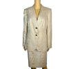 John Meyer Polyester Rayon Metallic Skirt Suit Size 10 Gold Floral Cocktail New