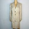 John Meyer Polyester Rayon Metallic Skirt Suit Size 10 Gold Floral Cocktail New
