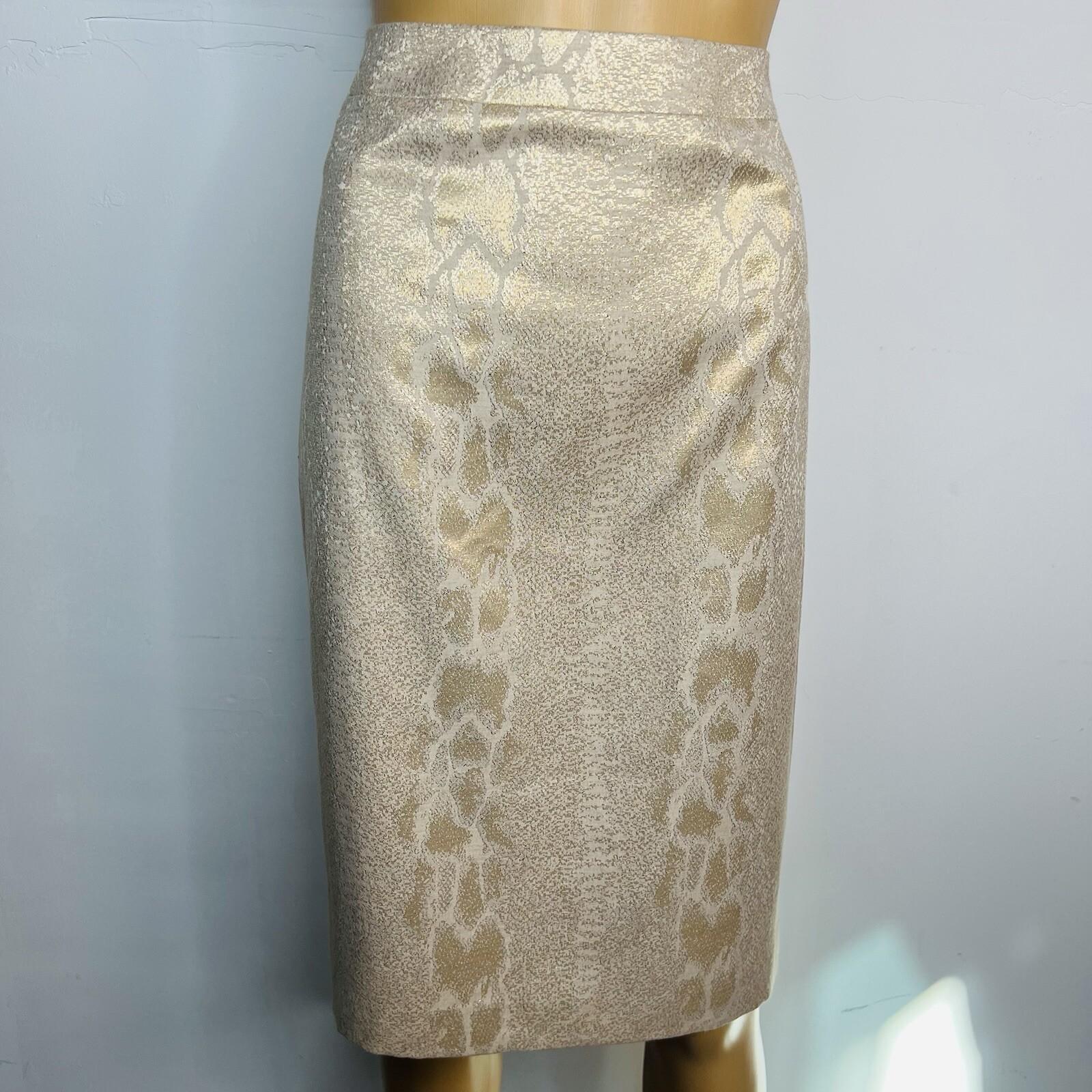 John Meyer Polyester Rayon Metallic Skirt Suit Size 10 Gold Floral Cocktail New