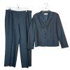 LE SUIT Polyester Metallic Pant Suit Size 16 Blue Lined Notch Collar Career 2PC