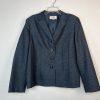 LE SUIT Polyester Metallic Pant Suit Size 16 Blue Lined Notch Collar Career 2PC