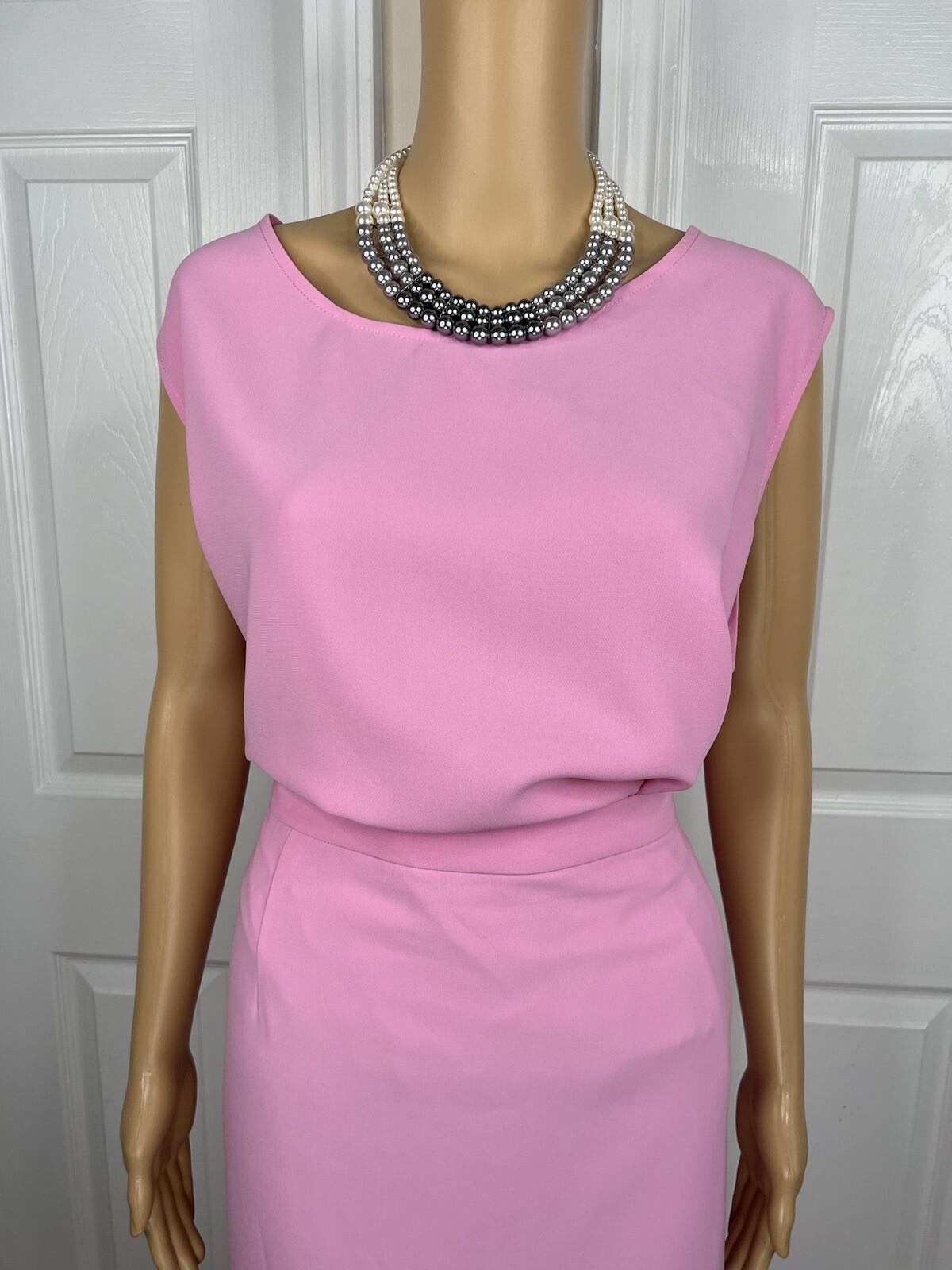 Nina Rossi Polyester Skirt Suit Top Size 22 Pink Ruffle Beaded Lined Women 3PC