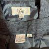 LE SUIT Polyester Metallic Pant Suit Size 16 Blue Lined Notch Collar Career 2PC