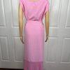 Nina Rossi Polyester Skirt Suit Top Size 22 Pink Ruffle Beaded Lined Women 3PC