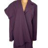 10-4710.jpg Larry Levine Polyester Rayon Spandex Pant Suit 14 Eggplant Wide Leg Lined 2PC