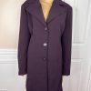 10-4712.jpg Larry Levine Polyester Rayon Spandex Pant Suit 14 Eggplant Wide Leg Lined 2PC