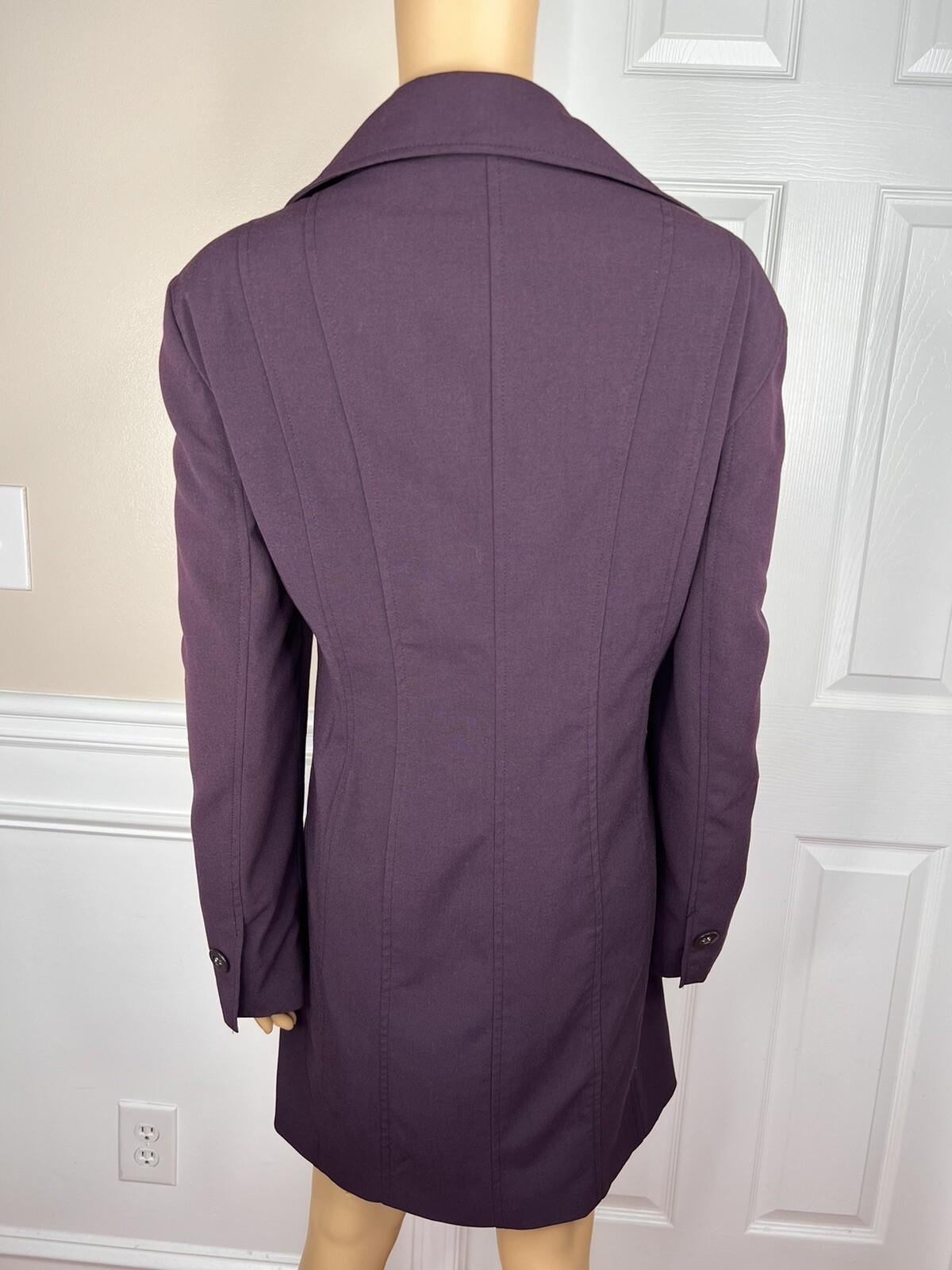 10-4714.jpg Larry Levine Polyester Rayon Spandex Pant Suit 14 Eggplant Wide Leg Lined 2PC