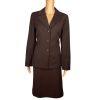 LIZ CLAIBORNE 2PC Brown Viscose Wool Lycra Stretch Flared Career Skirt Suit SZ 4