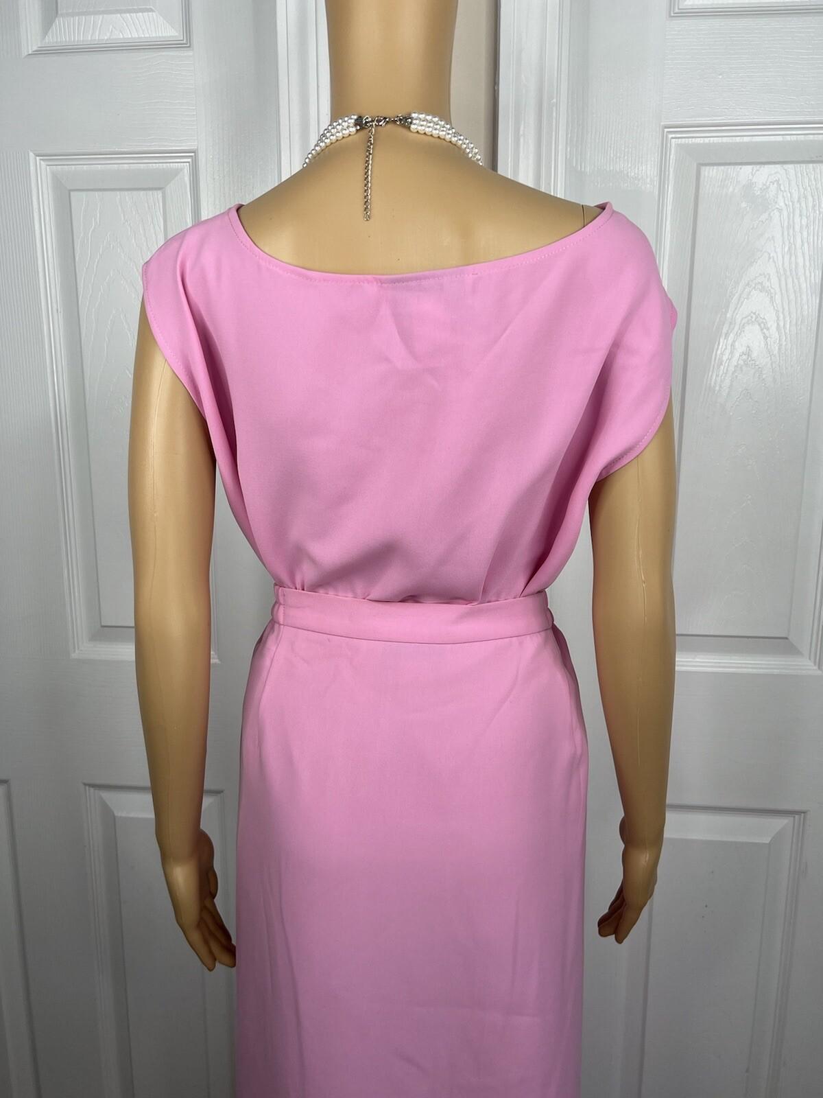 Nina Rossi Polyester Skirt Suit Top Size 22 Pink Ruffle Beaded Lined Women 3PC