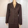 LIZ CLAIBORNE 2PC Brown Viscose Wool Lycra Stretch Flared Career Skirt Suit SZ 4