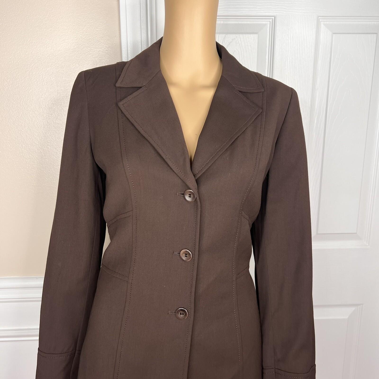 LIZ CLAIBORNE 2PC Brown Viscose Wool Lycra Stretch Flared Career Skirt Suit SZ 4