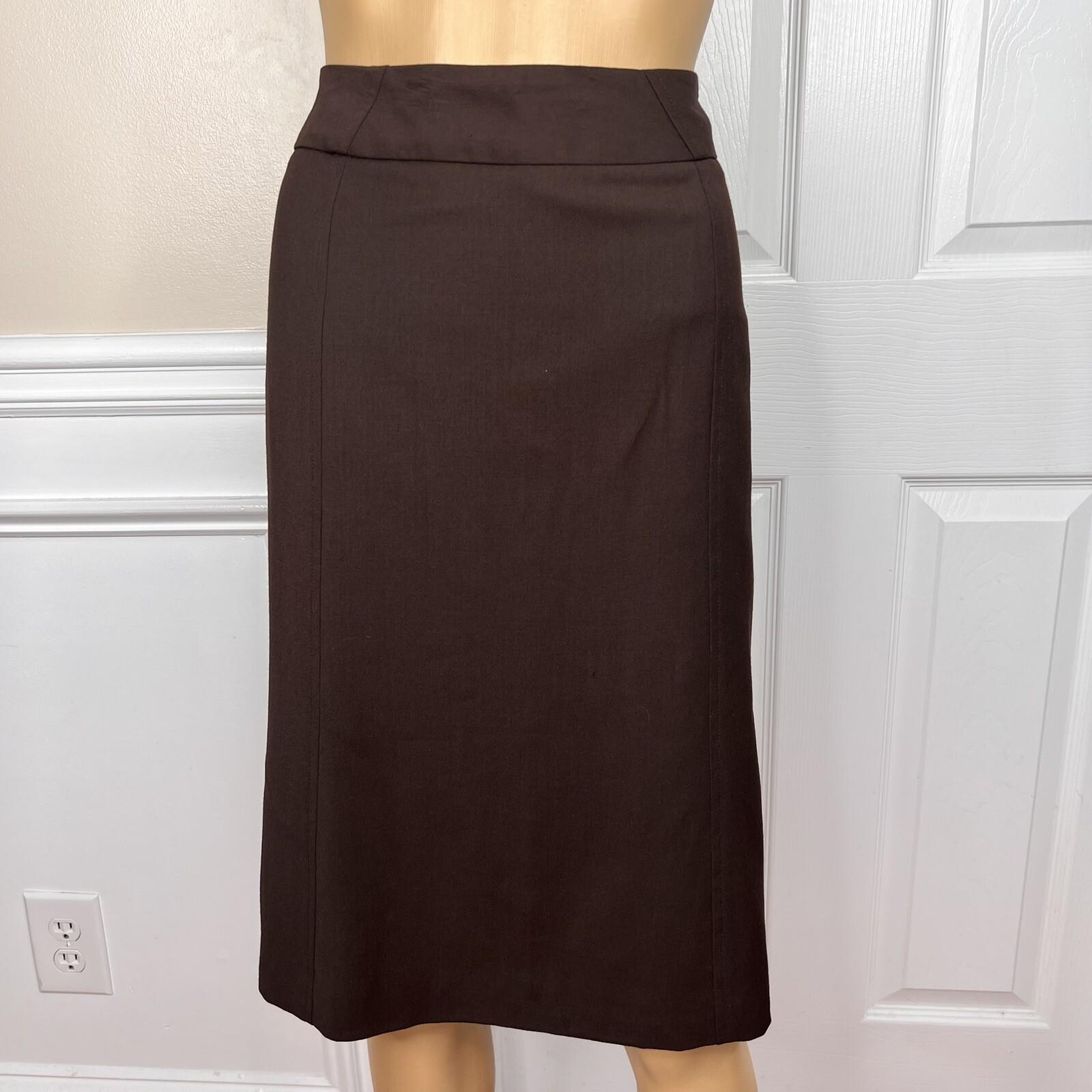 LIZ CLAIBORNE 2PC Brown Viscose Wool Lycra Stretch Flared Career Skirt Suit SZ 4