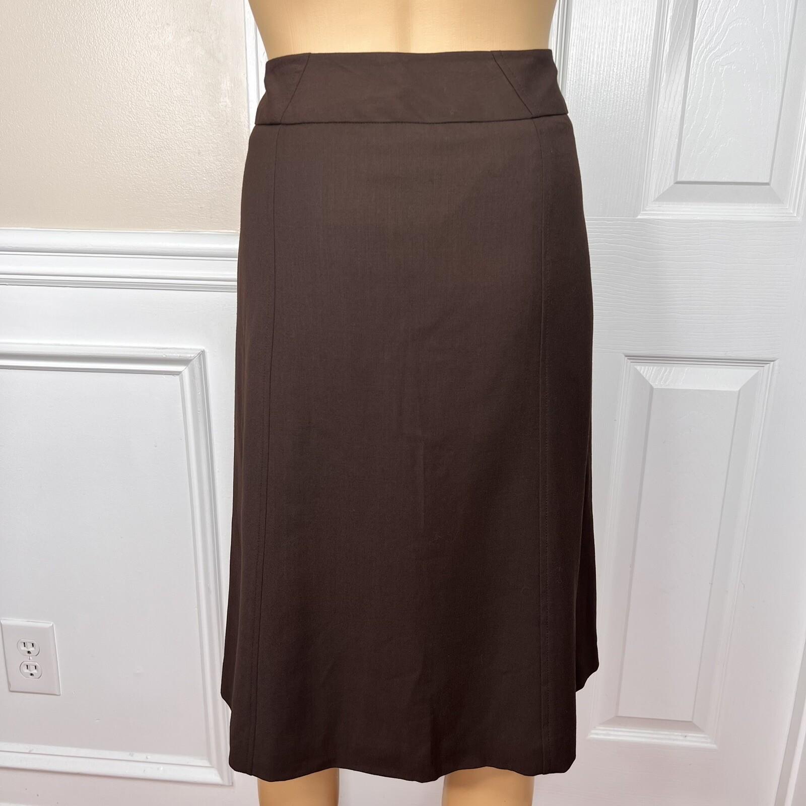 LIZ CLAIBORNE 2PC Brown Viscose Wool Lycra Stretch Flared Career Skirt Suit SZ 4