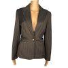 LARRY LEVINE Brown Striped Polyester Rayon Lined Career Blazer Size 8