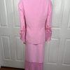 Nina Rossi Polyester Skirt Suit Top Size 22 Pink Ruffle Beaded Lined Women 3PC