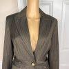 LARRY LEVINE Brown Striped Polyester Rayon Lined Career Blazer Size 8