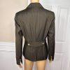 LARRY LEVINE Brown Striped Polyester Rayon Lined Career Blazer Size 8