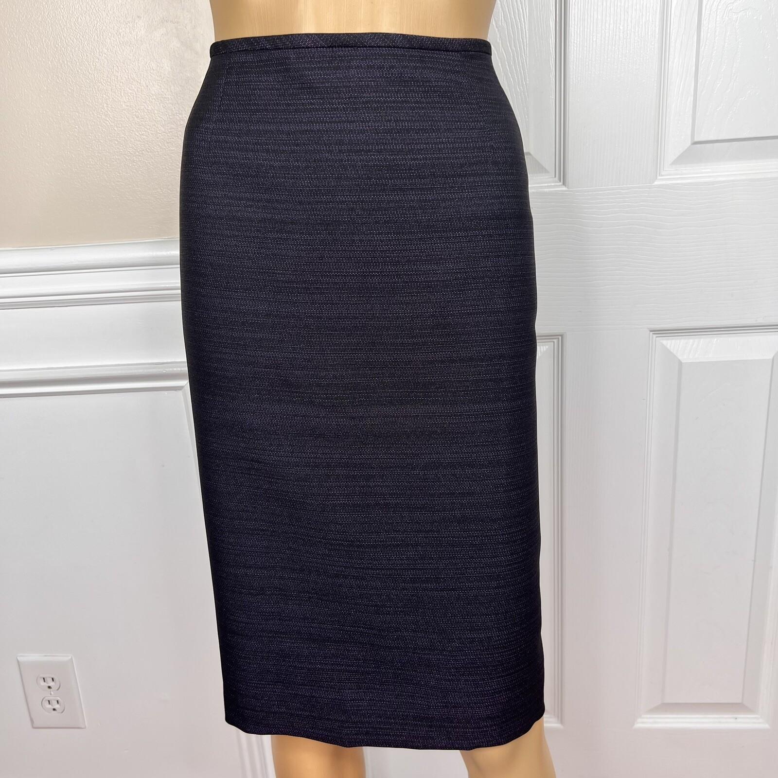 Le Suit Polyester Metallic Skirt Suit Size 14P Purple Black Stand Up Collar 2PC