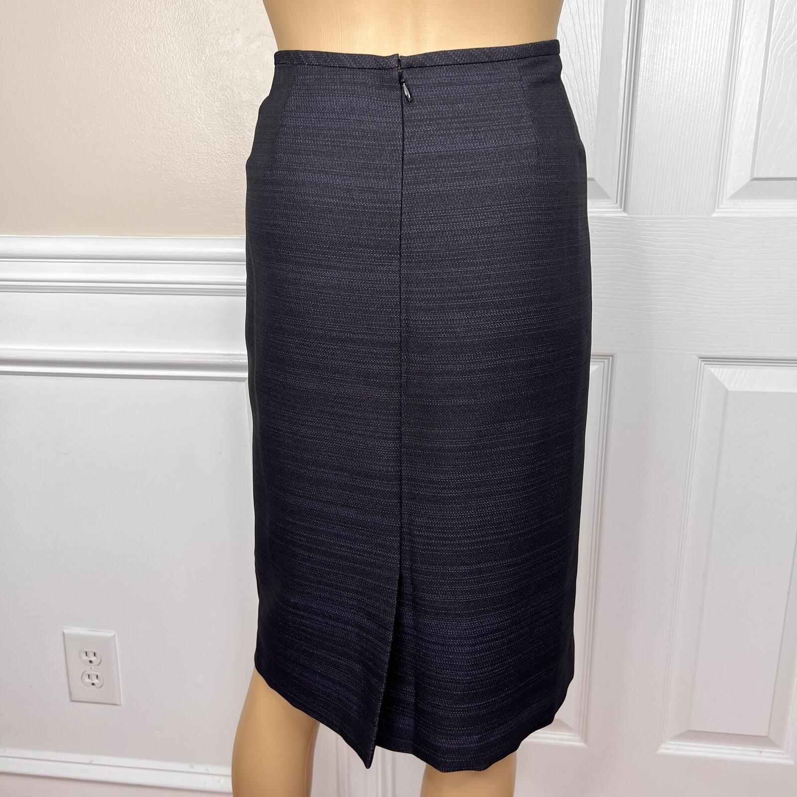 Le Suit Polyester Metallic Skirt Suit Size 14P Purple Black Stand Up Collar 2PC