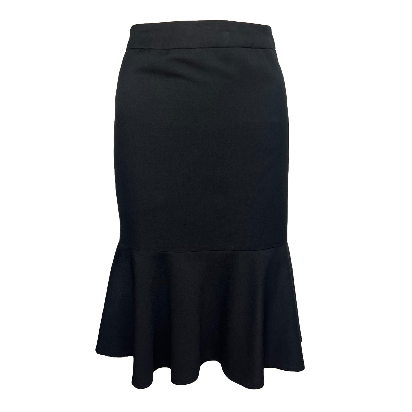 10-4744.jpg Kasper Women Black Polyester Lined Ruffle Knee Length Skirt Size 6