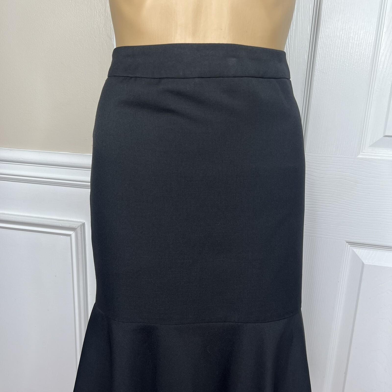 10-4746.jpg Kasper Women Black Polyester Lined Ruffle Knee Length Skirt Size 6