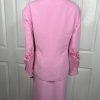 Nina Rossi Polyester Skirt Suit Top Size 22 Pink Ruffle Beaded Lined Women 3PC