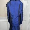 New Nubiano NY 2PC Navy Blue Polyester Ruffle Cocktail Skirt Suit Size 26W