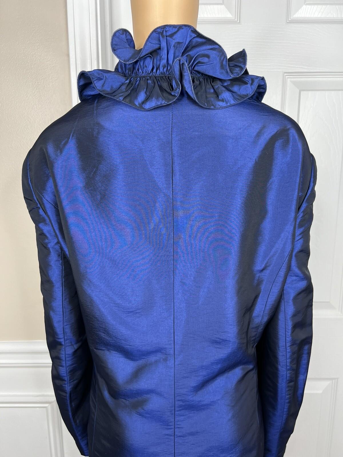 New Nubiano NY 2PC Navy Blue Polyester Ruffle Cocktail Skirt Suit Size 26W