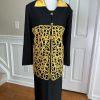 Carissimo Polyester Skirt Suit Top Size 22 Black Gold Collared Cocktail 3PC