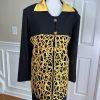 Carissimo Polyester Skirt Suit Top Size 22 Black Gold Collared Cocktail 3PC
