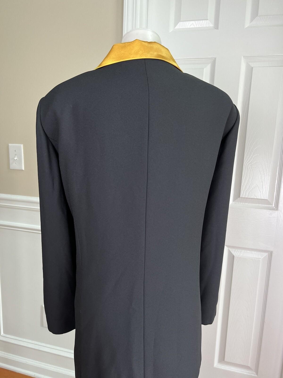 Carissimo Polyester Skirt Suit Top Size 22 Black Gold Collared Cocktail 3PC
