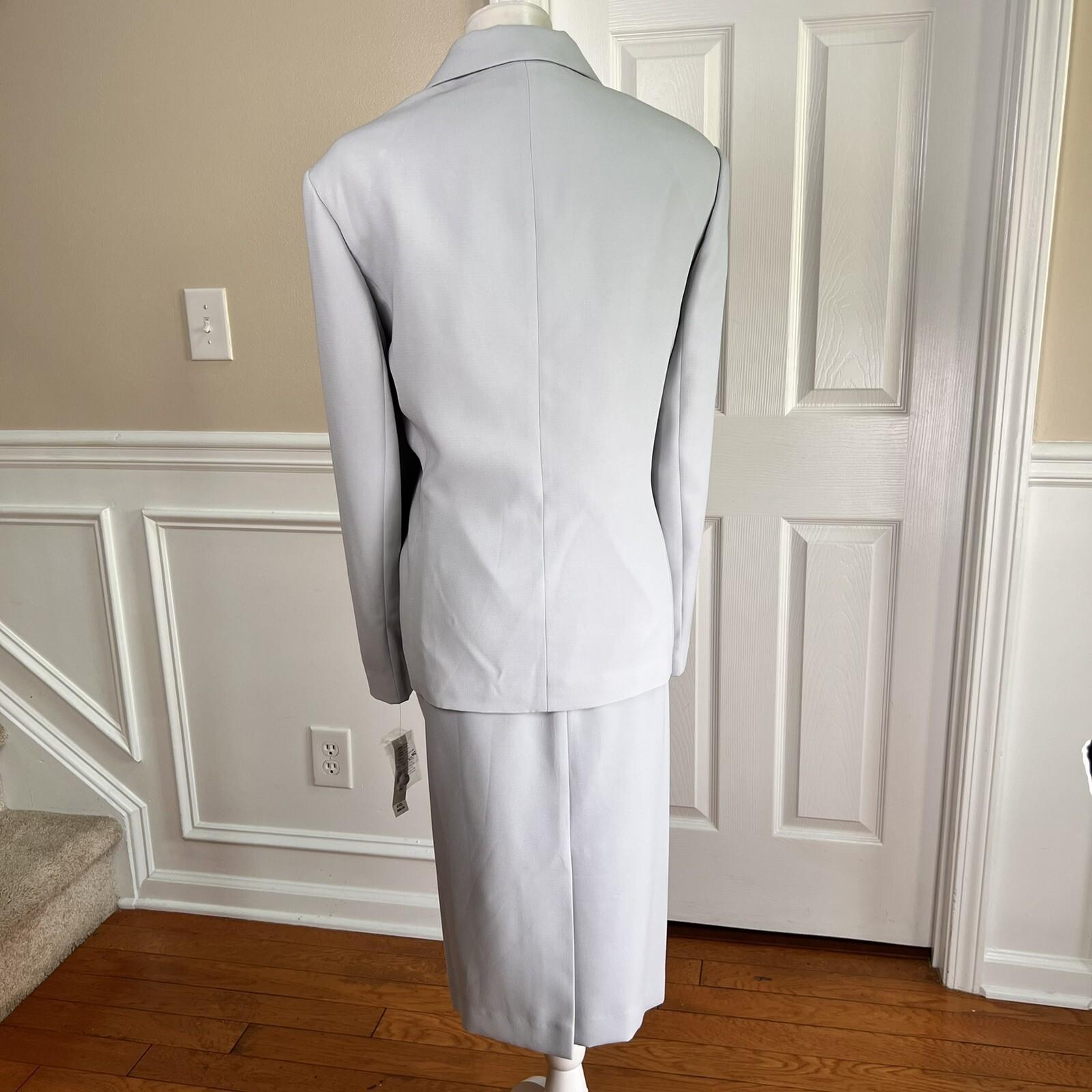 New EMILY Women 2PC Gray Beaded Polyester Lace Lined Skirt Suit Size 18W