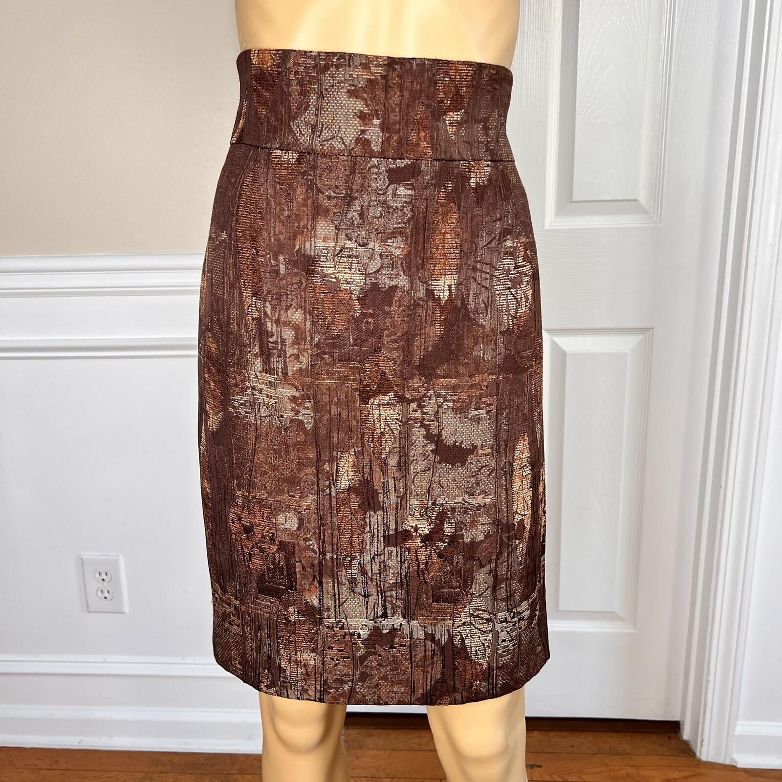 ANTONIO MELANI 2PC Brown Polyester Rayon Lined Tiered Skirt 10 Skirt 8 Abstract