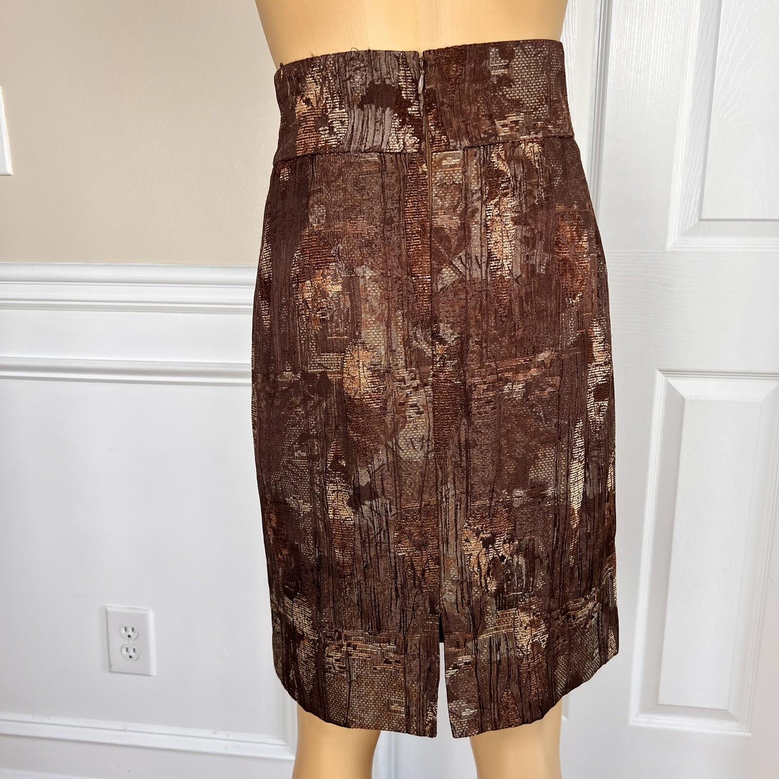 ANTONIO MELANI 2PC Brown Polyester Rayon Lined Tiered Skirt 10 Skirt 8 Abstract