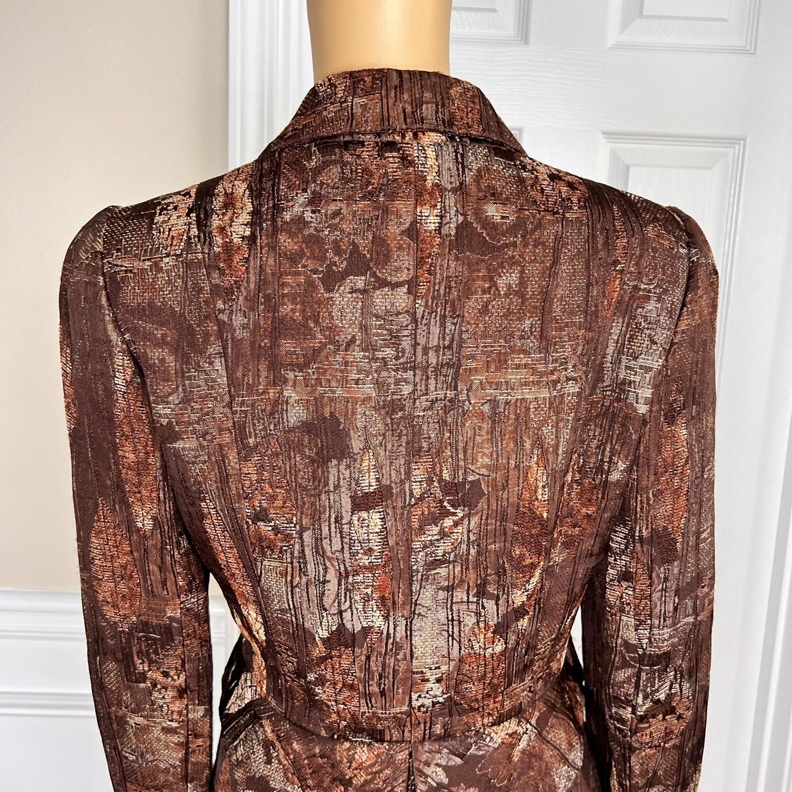 ANTONIO MELANI 2PC Brown Polyester Rayon Lined Tiered Skirt 10 Skirt 8 Abstract