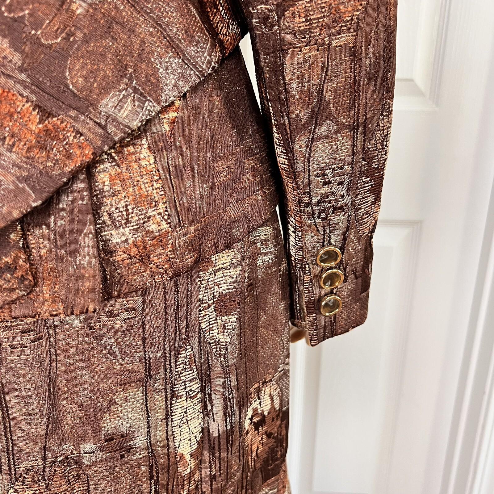ANTONIO MELANI 2PC Brown Polyester Rayon Lined Tiered Skirt 10 Skirt 8 Abstract