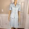 KASPER ASL Wash Blue Beaded Polyester Lined Flare Short Sleeve Skirt Suit SZ 6