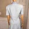 KASPER ASL Wash Blue Beaded Polyester Lined Flare Short Sleeve Skirt Suit SZ 6