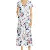 KARL LAGERFELD PARIS Blue Floral Belted Wide Leg Cropped Jumpsuit Size 14