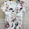 KARL LAGERFELD PARIS Blue Floral Belted Wide Leg Cropped Jumpsuit Size 14